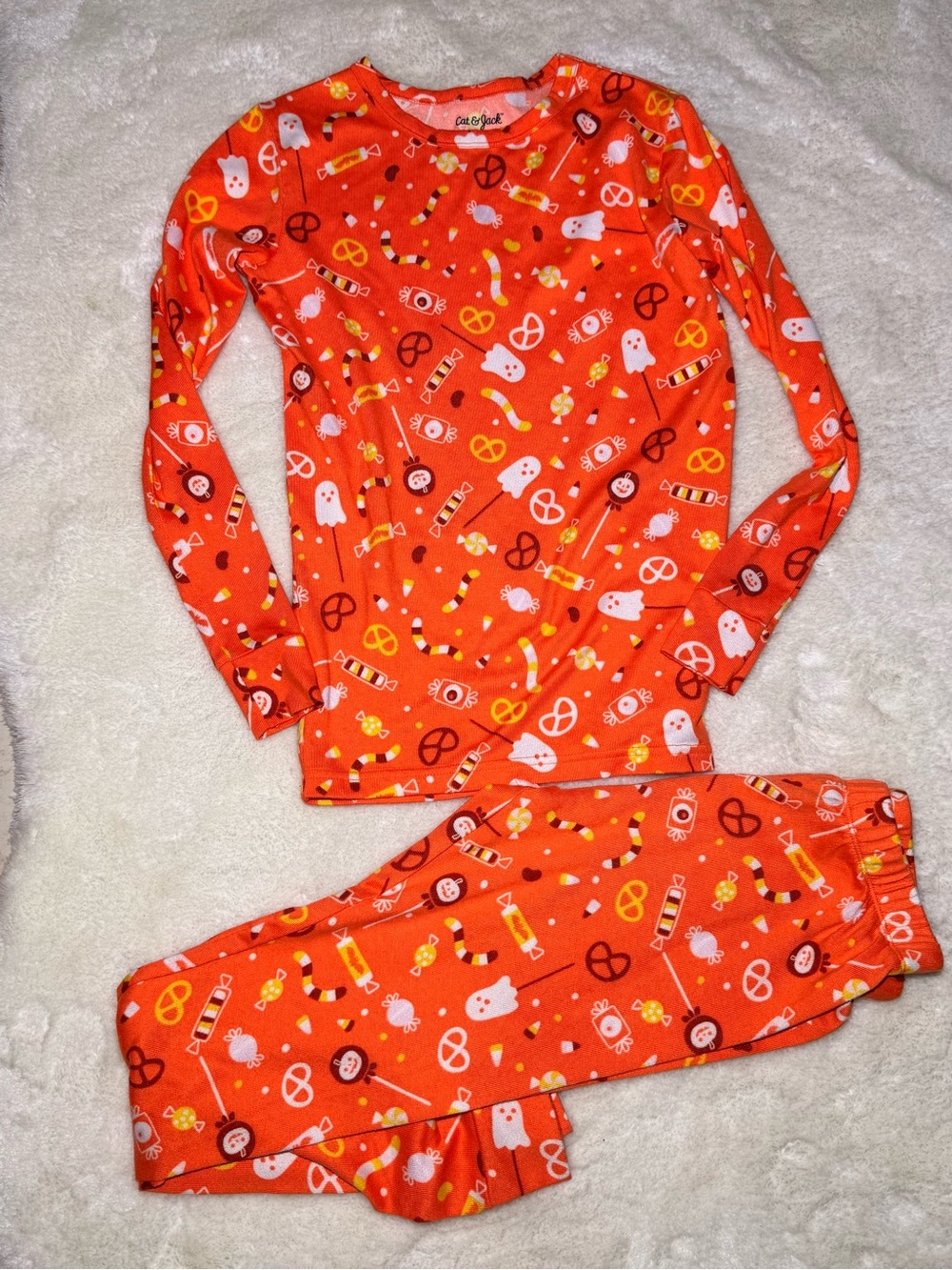 NEW- Cat & Jack Unisex Size 14 Orange Halloween Pajamas